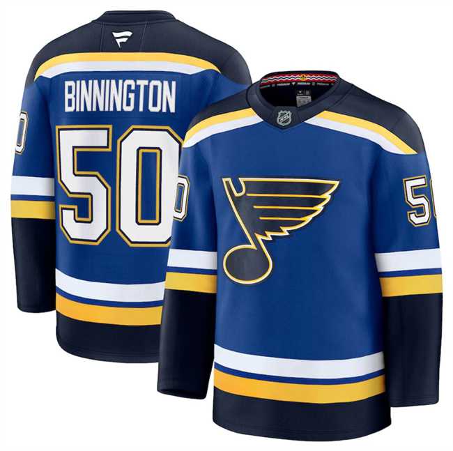 Mens St. Louis Blues #50 Jordan Binnington Blue 2024-25 Home Stitched Hockey Jersey Dzhi